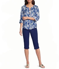 Investments Petite Size Pull-On Pintuck Capri Pants
