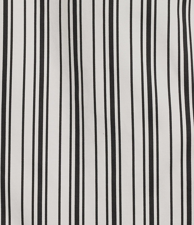 Investments Petite Size Rachel Black/White Stripe Print 3/4 Sleeve Point Collar Button Front Shirt