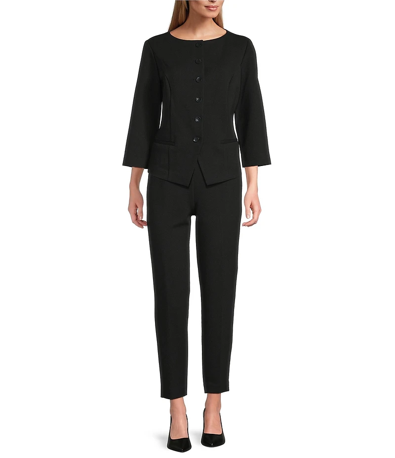 Investments Petite Size Slim Leg Ankle Pull-On Pique Pants