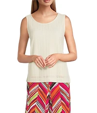 Investments Petite Size Soft Separates Sleeveless Crew Neck Crochet Top