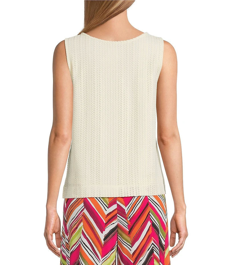 Investments Petite Size Soft Separates Sleeveless Crew Neck Crochet Top