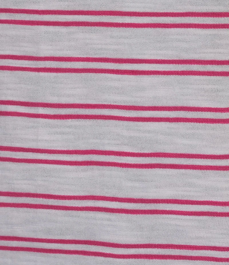 Investments Petite Size Striped Print 3/4 Ruched Sleeve Crew Neck Top