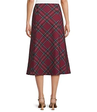 Investments Petite Size Tartan Plaid Pull-On Midi Skirt