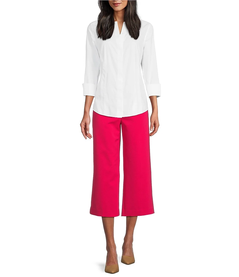 Investments Petite Size the PARK AVE fit Elite Stretch Pull-On Wide Leg Crop Pants