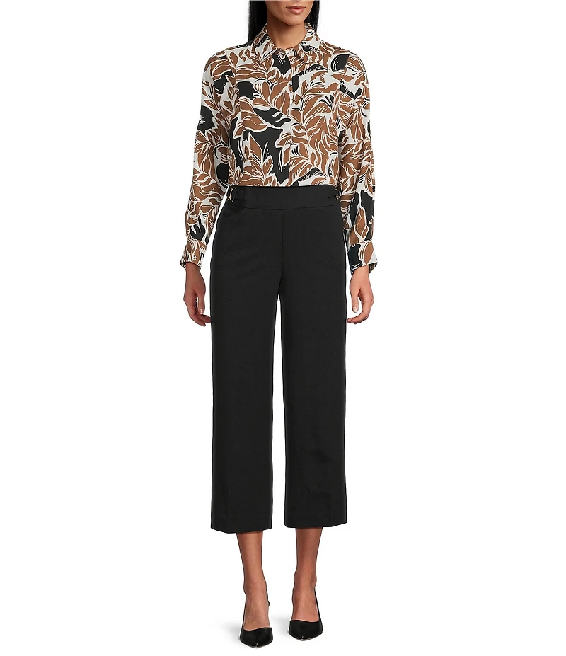 Investments Petite Size the PARK AVE fit Elite Stretch Pull-On Wide Leg Crop Pants