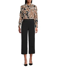 Investments Petite Size the PARK AVE fit Elite Stretch Pull-On Wide Leg Crop Pants