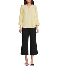 Investments Petite Size the PARK AVE fit Elite Stretch Wide Leg Crop Pants