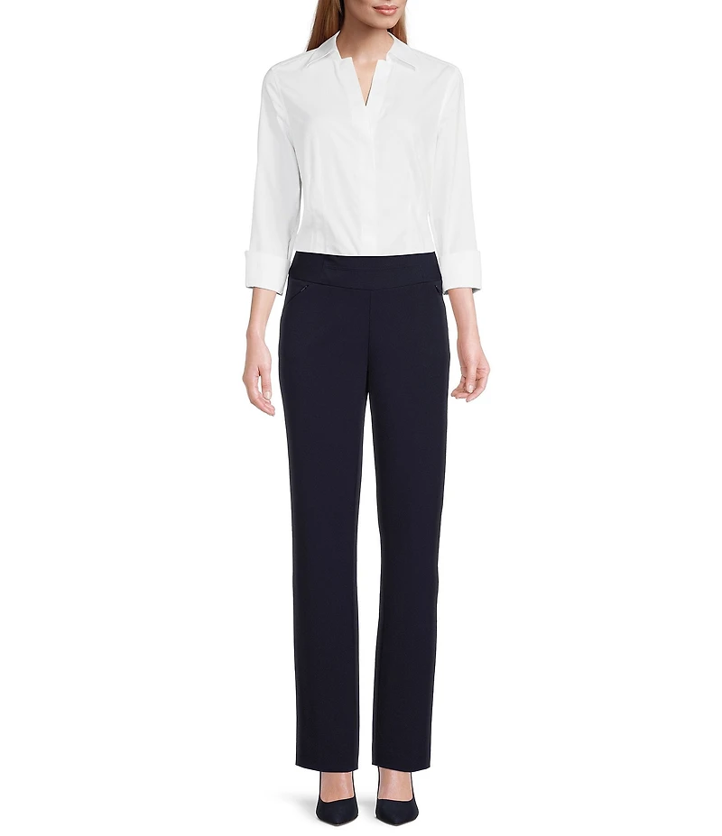 Investments Petite Size the PARK AVE fit Pull-On Straight Leg Pants