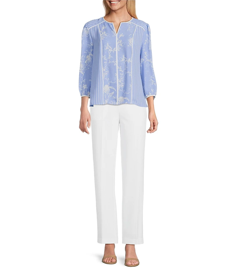 Investments Petite Size the PARK AVE fit Pull-On Full Length Straight Leg Pants