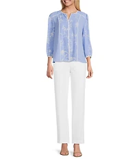 Investments Petite Size the PARK AVE fit Pull-On Full Length Straight Leg Pants