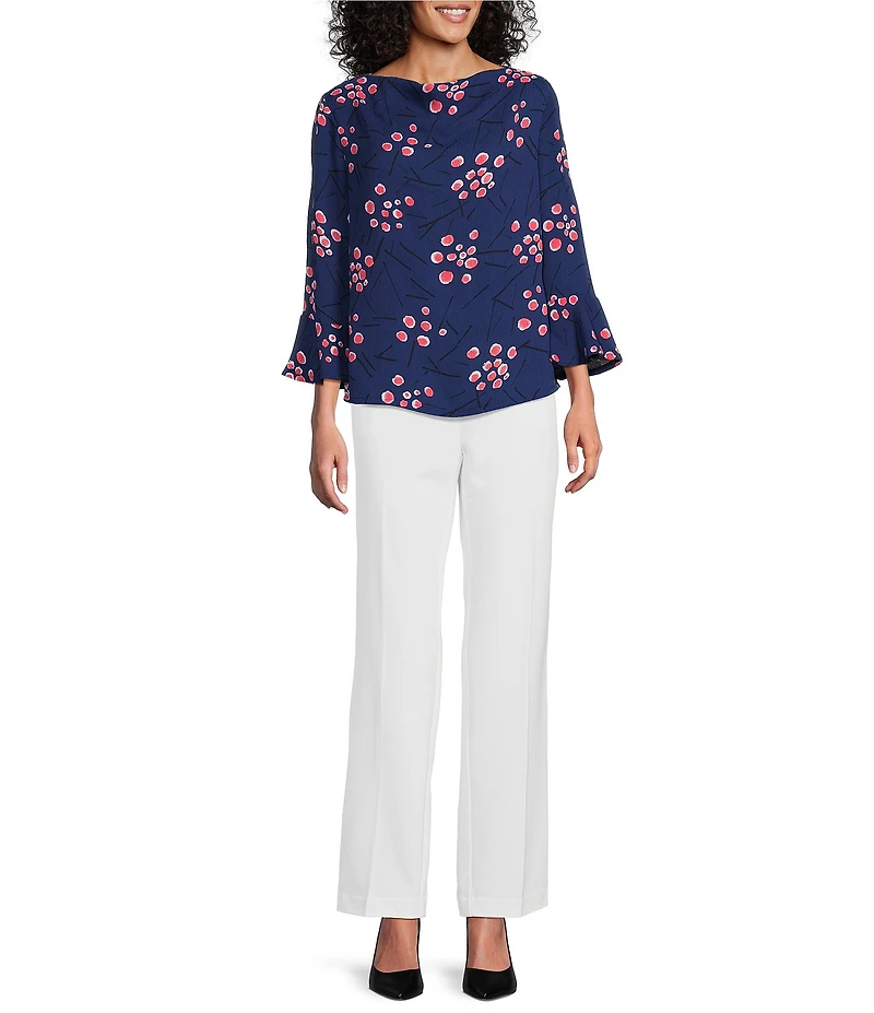 Investments Petite Size the PARK AVE fit Stretch Front Pocketed Tummy Control Straight Leg Pants