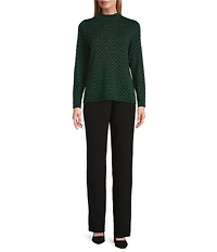 Investments Petite Size Zig-Zag Mock Neck Pullover Long Sleeves Top