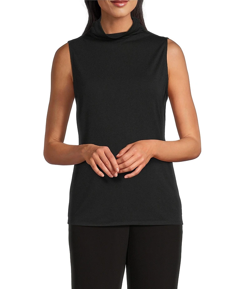 Investments Petite Solid Mock Neck Pullover Sleeveless Top