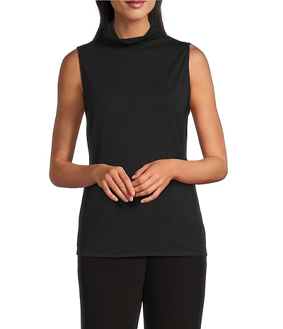 Investments Petite Solid Mock Neck Pullover Sleeveless Top
