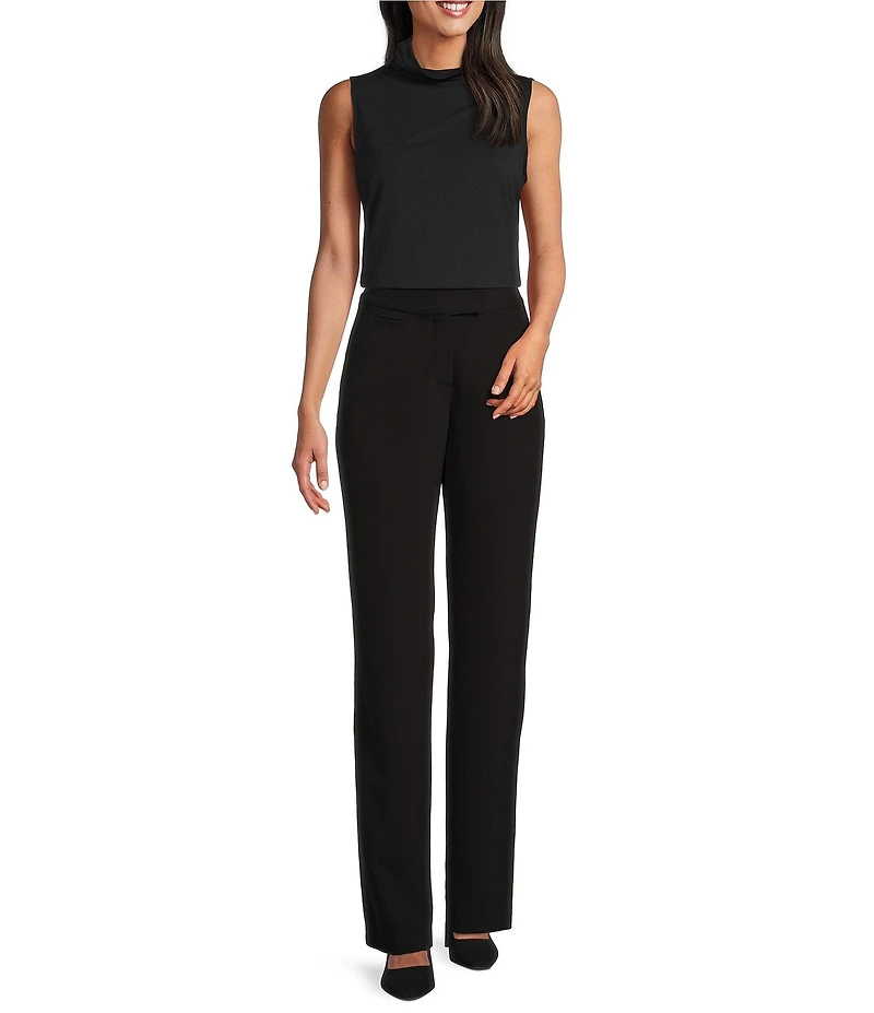 Investments Petite Solid Mock Neck Pullover Sleeveless Top
