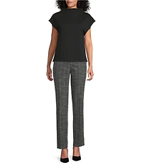 Investments Petite Static Grid 5TH AVE fit Straight Leg Tummy Control Pants