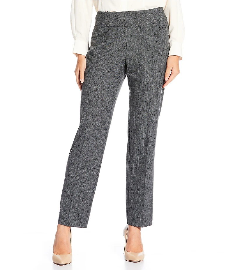 Investments Petite Stripe PARK AVE fit Stretch Straight Leg Pull-On Pants