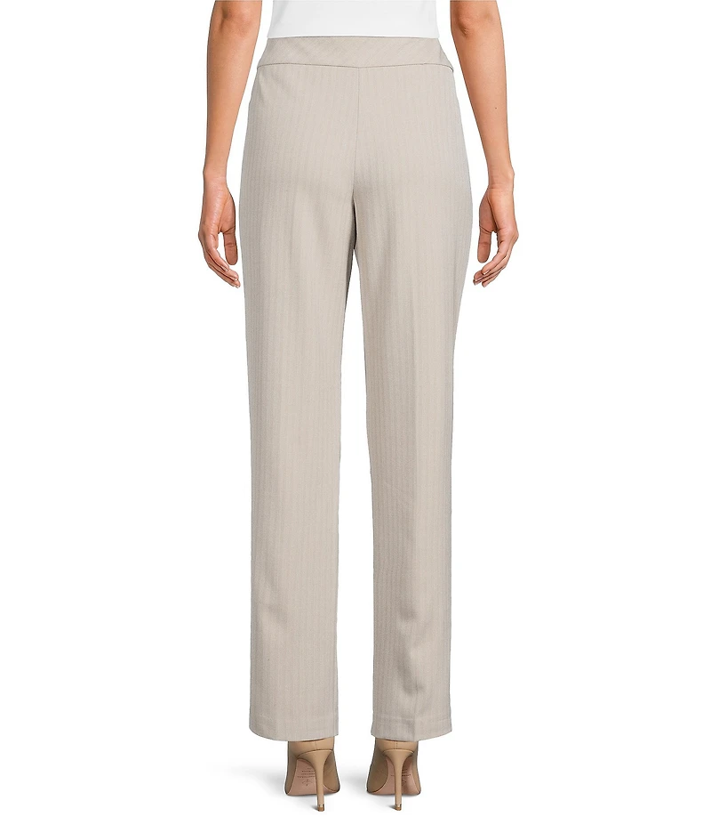 Investments Petite Taupe Herringbone PARK AVE fit Pull-On Straight Leg Pants