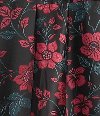 Investments Placed Floral Long Sleeve Point Collar Button Front Top