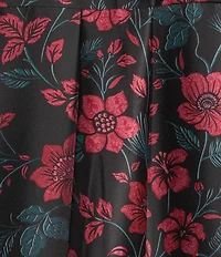 Investments Placed Floral Long Sleeve Point Collar Button Front Top