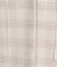 Investments Plaid 3/4 Ruched Sleeve Notch Lapel Lined Button Front Blazer