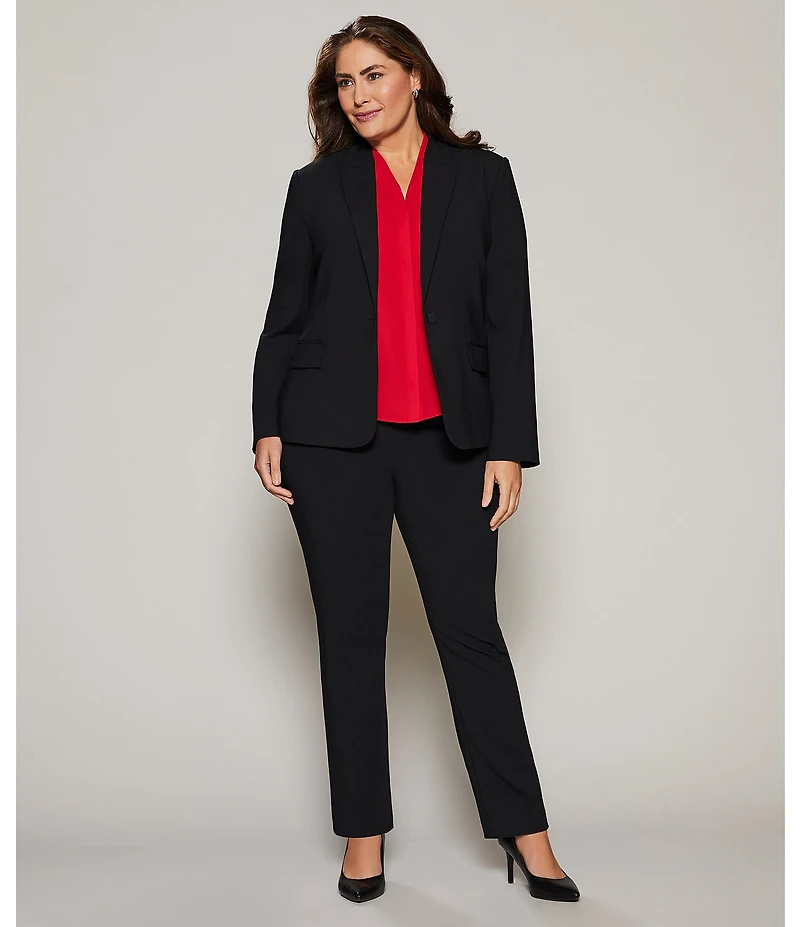Investments Platinum Suiting Plus Size Long Sleeve One Button Notch Lapel Blazer
