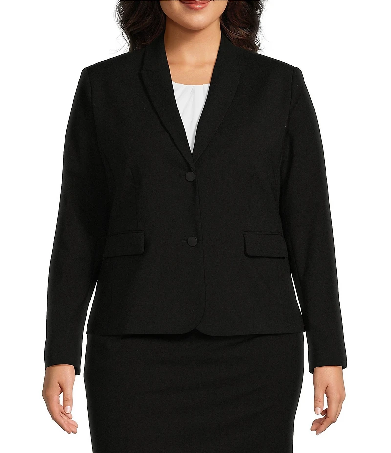 Investments Platinum Suiting Plus Size Long Sleeve Two Button Notch Lapel Blazer