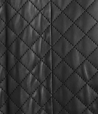 Investments Platinum Suiting Quilted Genuine Lamb Leather Point Collar Button Front Long Sleeve Jacket