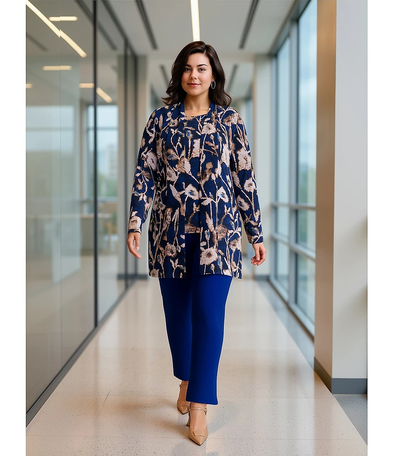 Investments Plus Bellwether Blue Pull-On Soft Straight Leg Pants