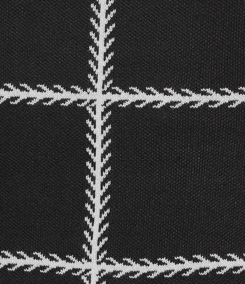 Investments Plus Black Checked Long Sleeve Crew Neck Pullover Top