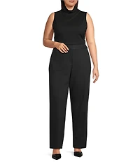Investments Plus Black Seamed Waist Straight Leg Pants