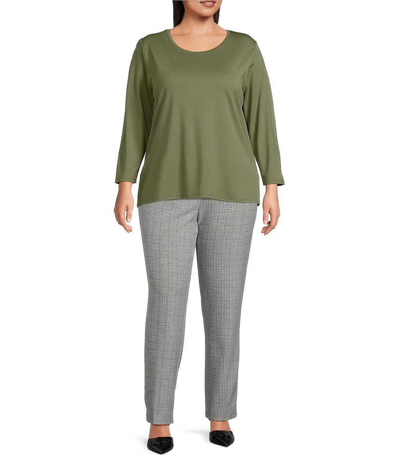 Investments Plus Black/White Cross the 5TH AVE fit Straight Leg Tummy Control Pants