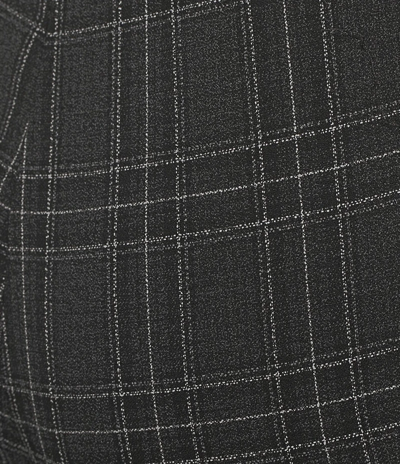 Investments Plus Charcoal Plaid the PARK AVE fit Stretch Front Pocketed Tummy Control Straight Leg Pants