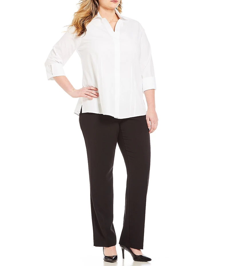 Investments Plus Size Taylor Gold Label Non-Iron 3/4 Sleeve Button Front Shirt