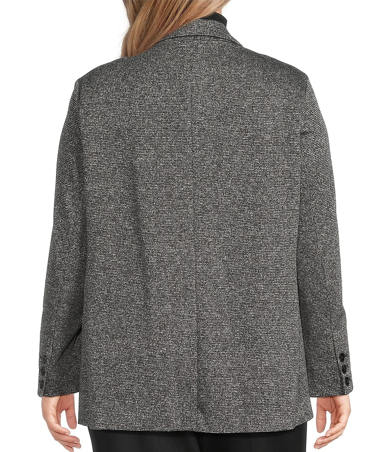 Investments Plus Melange Long Sleeve One Button Notch Lapel Blazer