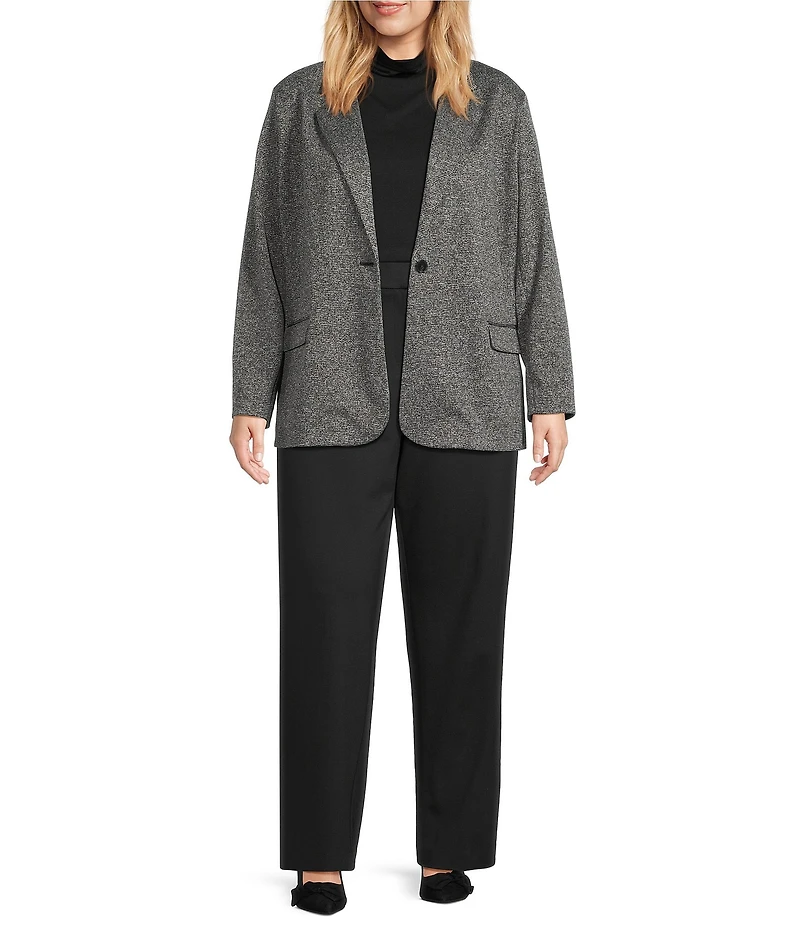 Investments Plus Melange Long Sleeve One Button Notch Lapel Blazer