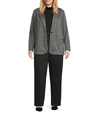 Investments Plus Melange Long Sleeve One Button Notch Lapel Blazer