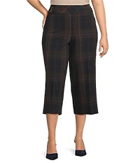 Investments Plus Plaid Park Ave Pull-On Wide Leg Crop Pants