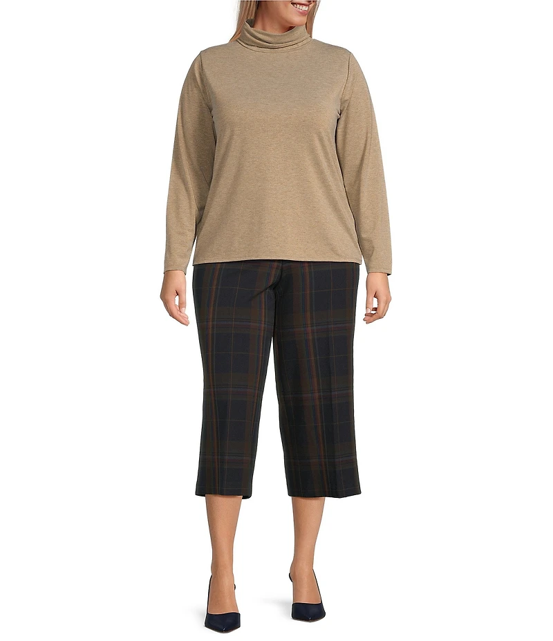 Investments Plus Plaid Park Ave Pull-On Wide Leg Crop Pants