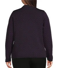 Investments Plus Rainforest Zig-Zag Mock Neck Pullover Long Sleeves Top