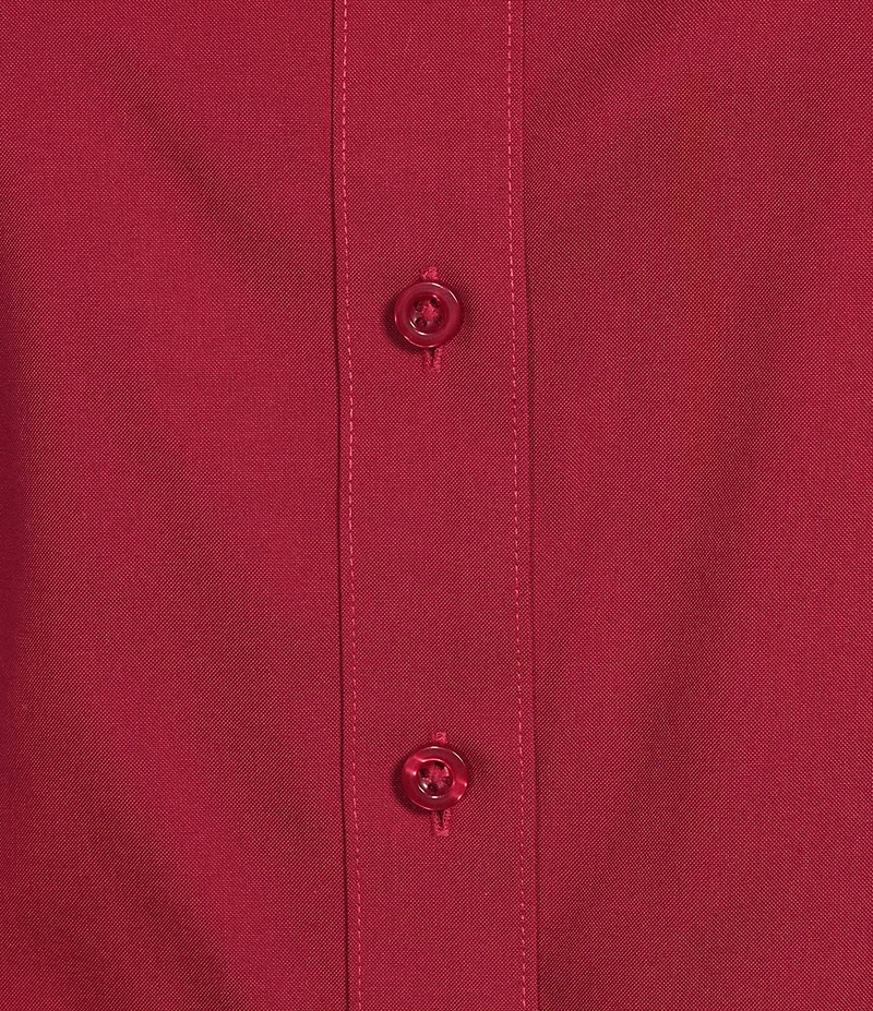 Investments Plus Rumba Red Woven Long Sleeve Point Collar Button Front Top
