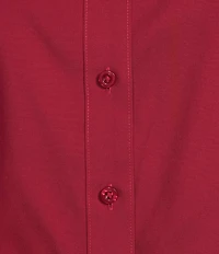 Investments Plus Rumba Red Woven Long Sleeve Point Collar Button Front Top