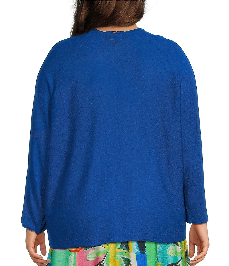 Investments Plus Size 3/4 Dolman Sleeve Open Front Cardigan