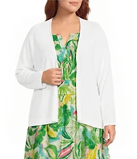 Investments Plus Size 3/4 Dolman Sleeve Open Front Cardigan