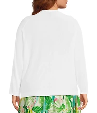 Investments Plus Size 3/4 Dolman Sleeve Open Front Cardigan