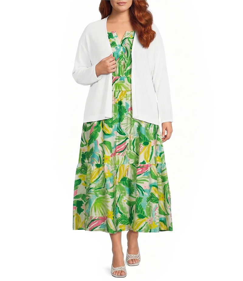 Investments Plus Size 3/4 Dolman Sleeve Open Front Cardigan