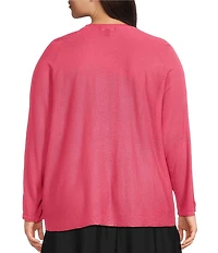 Investments Plus Size 3/4 Dolman Sleeve Open Front Cardigan