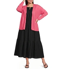 Investments Plus Size 3/4 Dolman Sleeve Open Front Cardigan