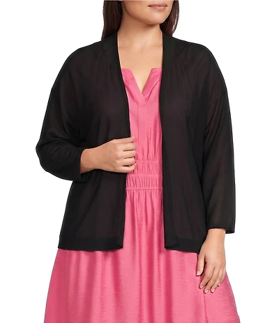 Investments Plus Size 3/4 Dolman Sleeve Open Front Cardigan