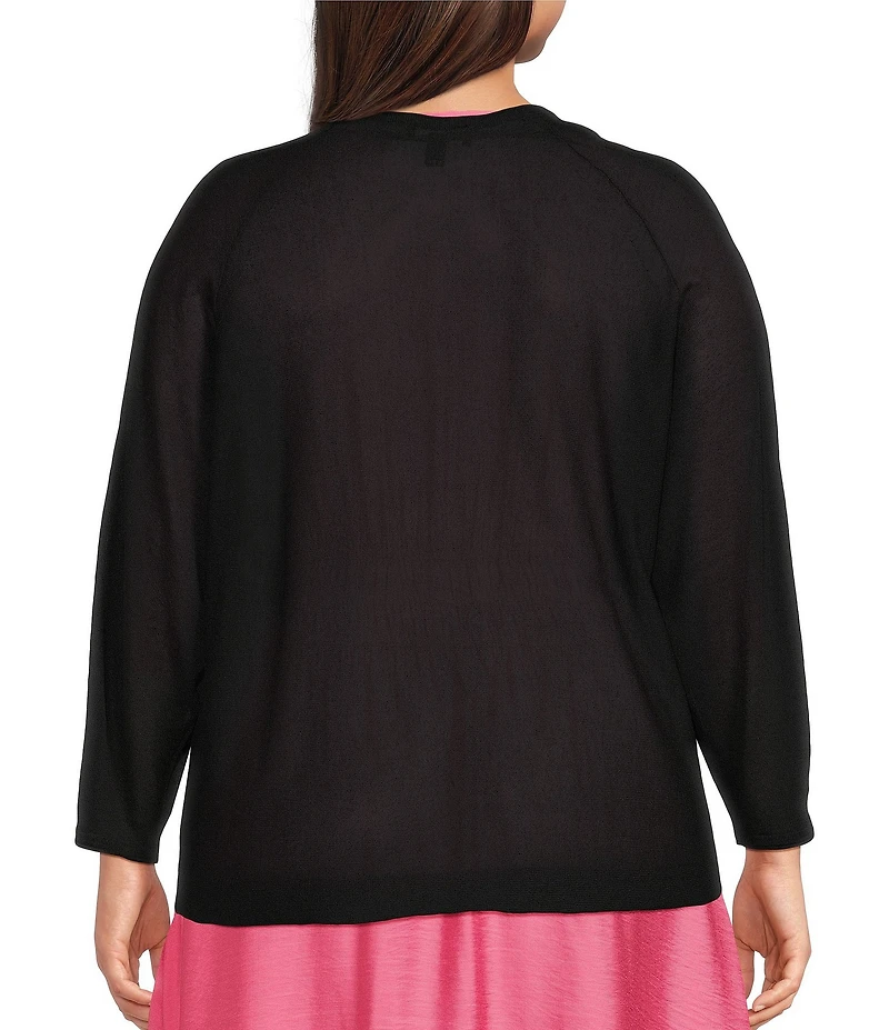 Investments Plus Size 3/4 Dolman Sleeve Open Front Cardigan